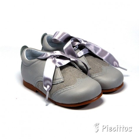 Zapato Gris Lino y Piel Lazo