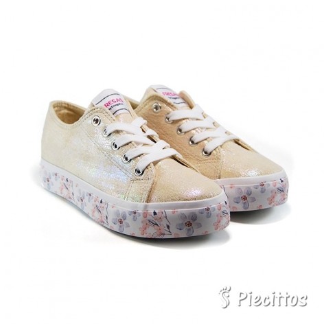 Lonas Beige Flores Conguitos