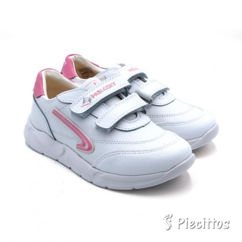 Deportivos Piel Blanco Rosa...
