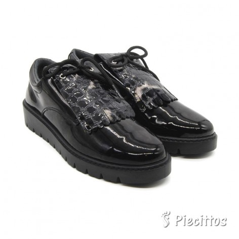 Mocasín Negro Lengüeta Charol