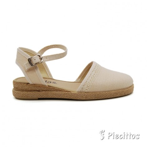 Esparteña Lino Puntilla Beige 2