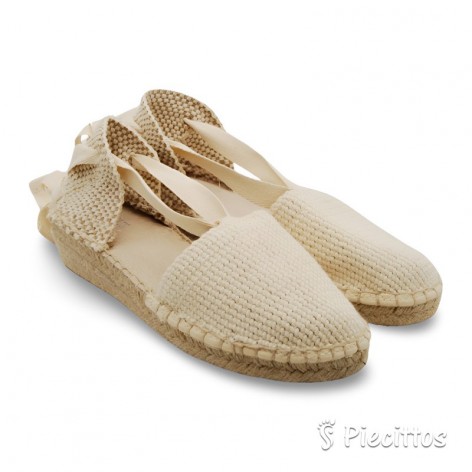 Esparteña Beige Saco con Cinta