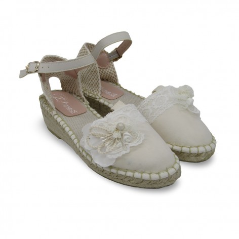 Esparteña_Cuña_Antelina_Beige_Puntilla_Adorno_Flor