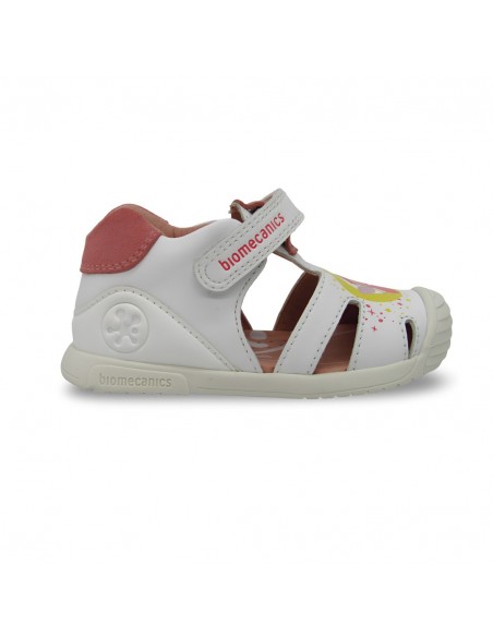 Sandalia Piel Blanca Rosa Hada - Biomecanics