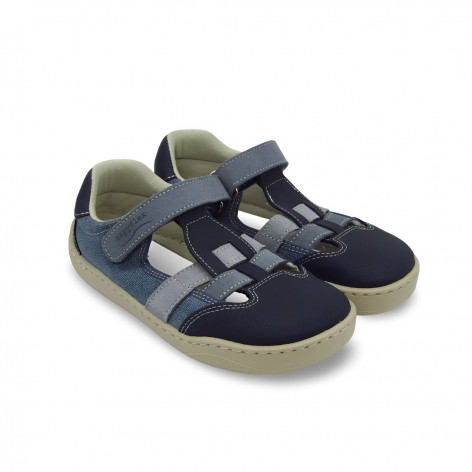 Sandalia Respetuosa Piel y Vaquero Azul - Zapy