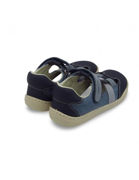 Sandalia Respetuosa Piel y Vaquero Azul - Zapy