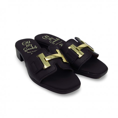 Chanclas Piel Color Negro - Oh my Sandals 2