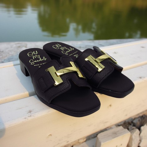 Chanclas Piel Color Negro - Oh my Sandals
