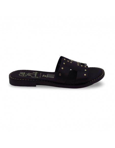 Chancla Piel Color Negro - Oh my Sandals