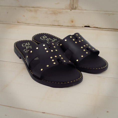 Chancla Piel Color Negro - Oh my Sandals