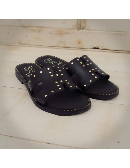 Chancla Piel Color Negro - Oh my Sandals