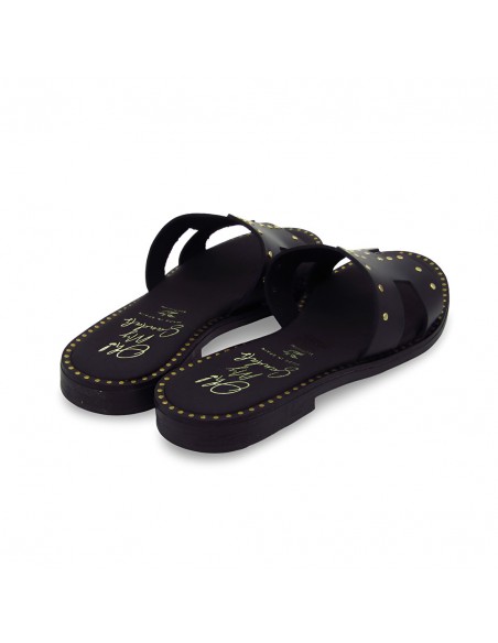 Chancla Piel Color Negro - Oh my Sandals