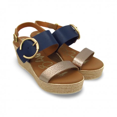 Sandalias Cuñas Piel Marino - Oh my Sandals
