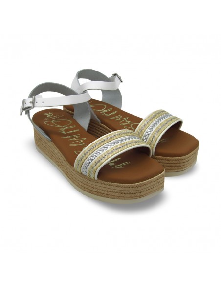 Sandalia Piel Blanca Plata - Oh my Sandals
