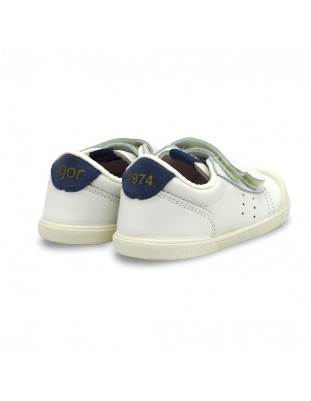 Deportivo Respetuoso Barefoot Piel Blanco Azul - Igor