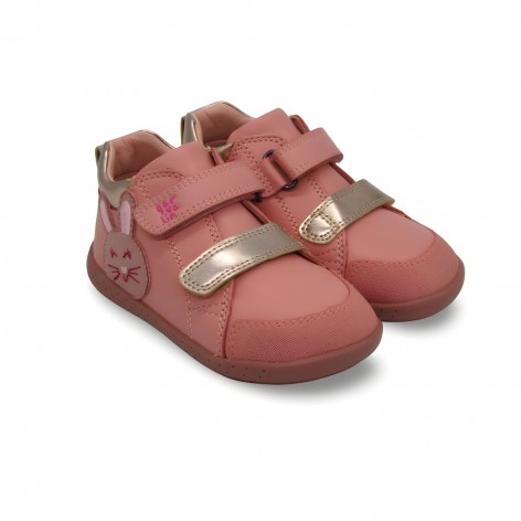 Botines Piel Rosa Velcros Conejito - Garvalín