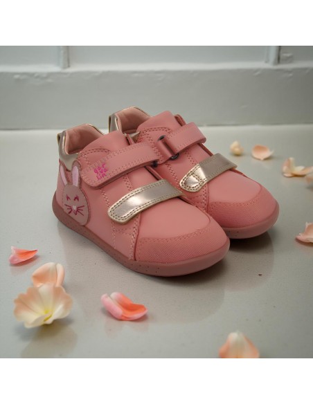Botines Piel Rosa Velcros Conejito - Garvalín