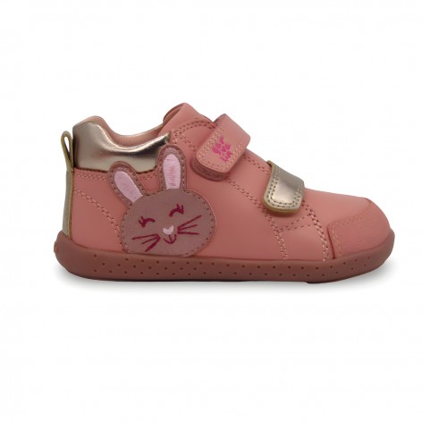 Botines Piel Rosa Velcros Conejito - Garvalín 2