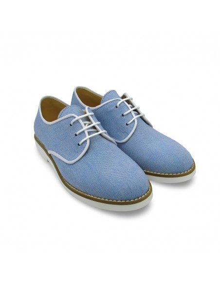 Yowas -Zapato Lino y Piel Azul Celeste