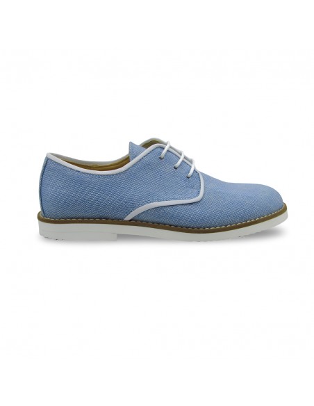 Yowas -Zapato Lino y Piel Azul Celeste