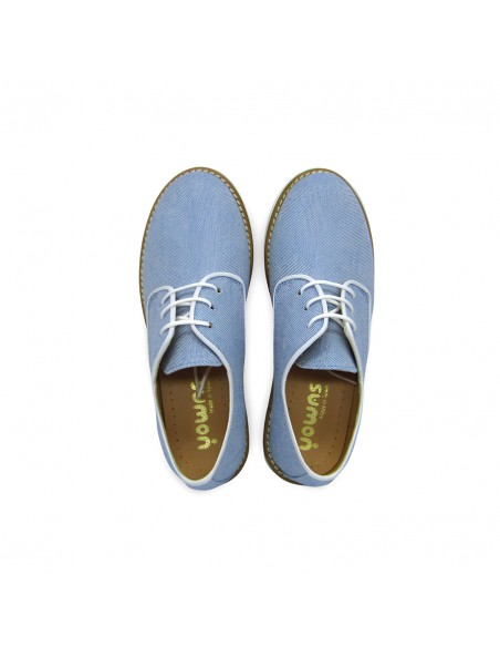 Yowas -Zapato Lino y Piel Azul Celeste