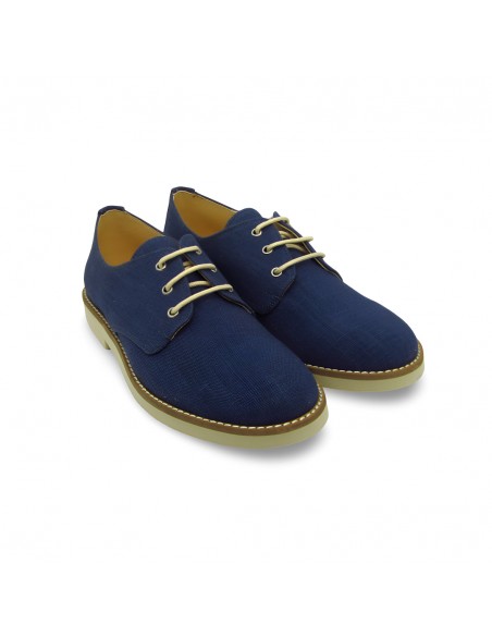 Yowas Zapatos Lino y Piel Marino