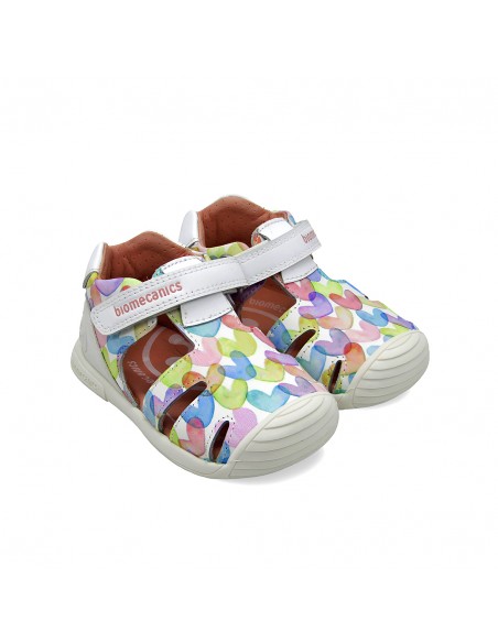 Sandalia Piel Biomecanics Blanco Corazones