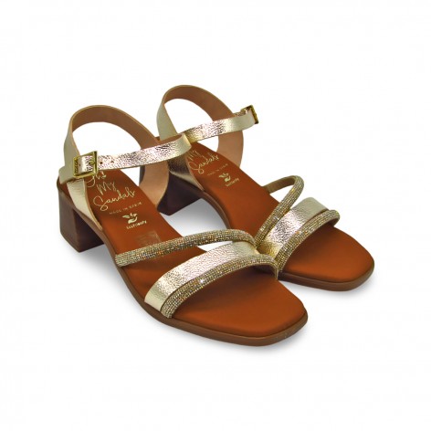 Sandalia Oh my Sandals Piel Dorada Glitter