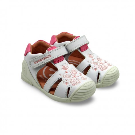 Sandalia Respetuosa Piel Biomecanics Blanco Rosa
